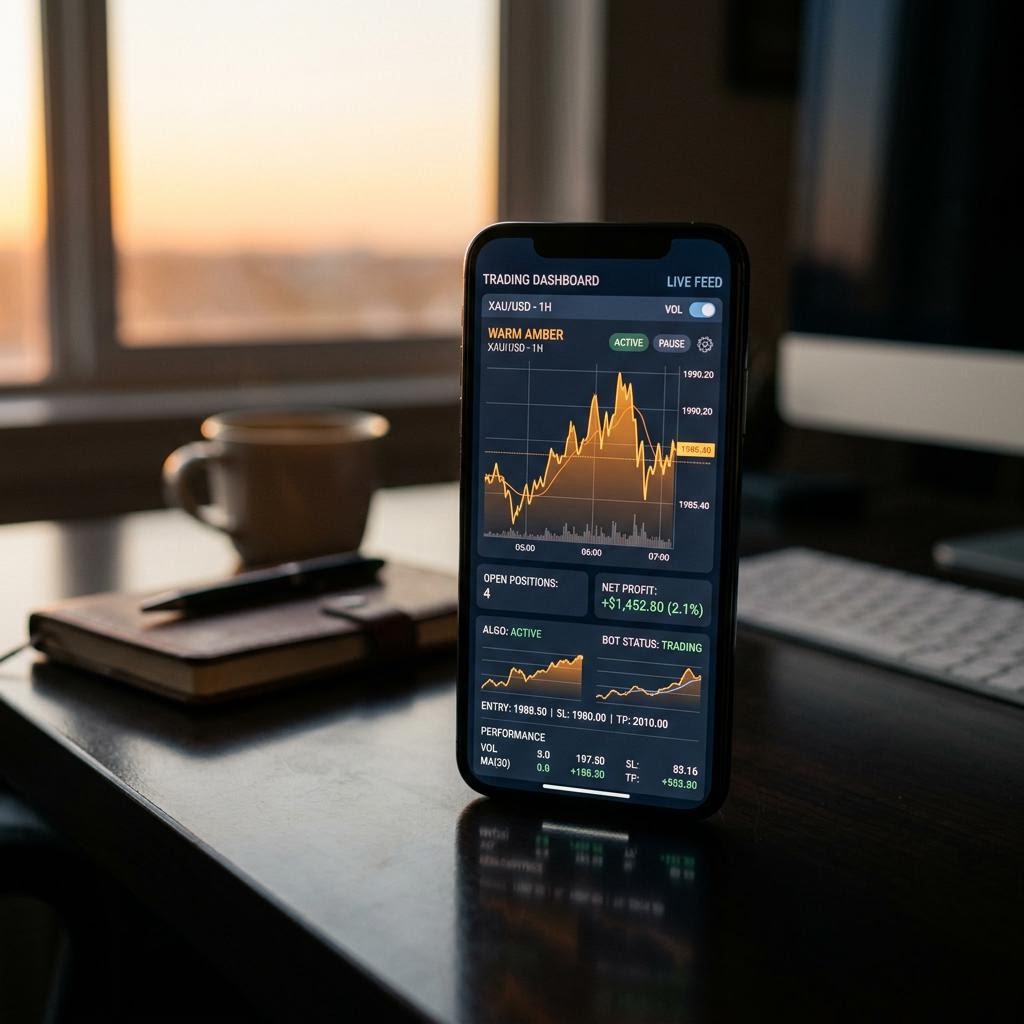 Interface Fauvrine AI sur smartphone avec graphiques de performance
